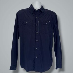 Eddie Bauer Guide Pro Long Sleeve Shirt Men’s Large Blue Nylon Outdoor Hiking